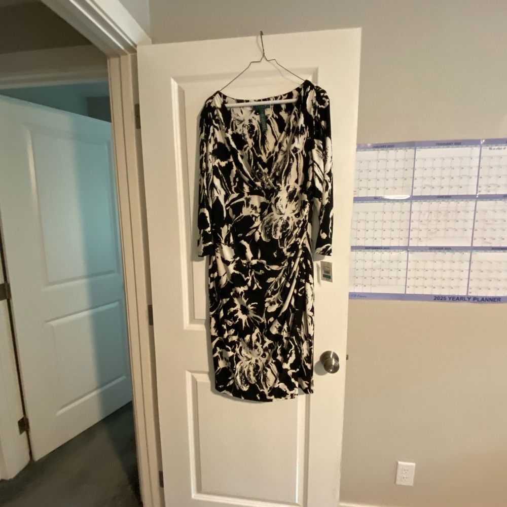 Ralph Lauren Black and White Long Sleeve Dress